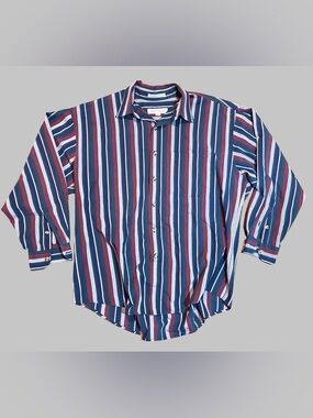 Classic Men's “Perry Ellis Portfolio”  Striped Retro Button-Up Shirt